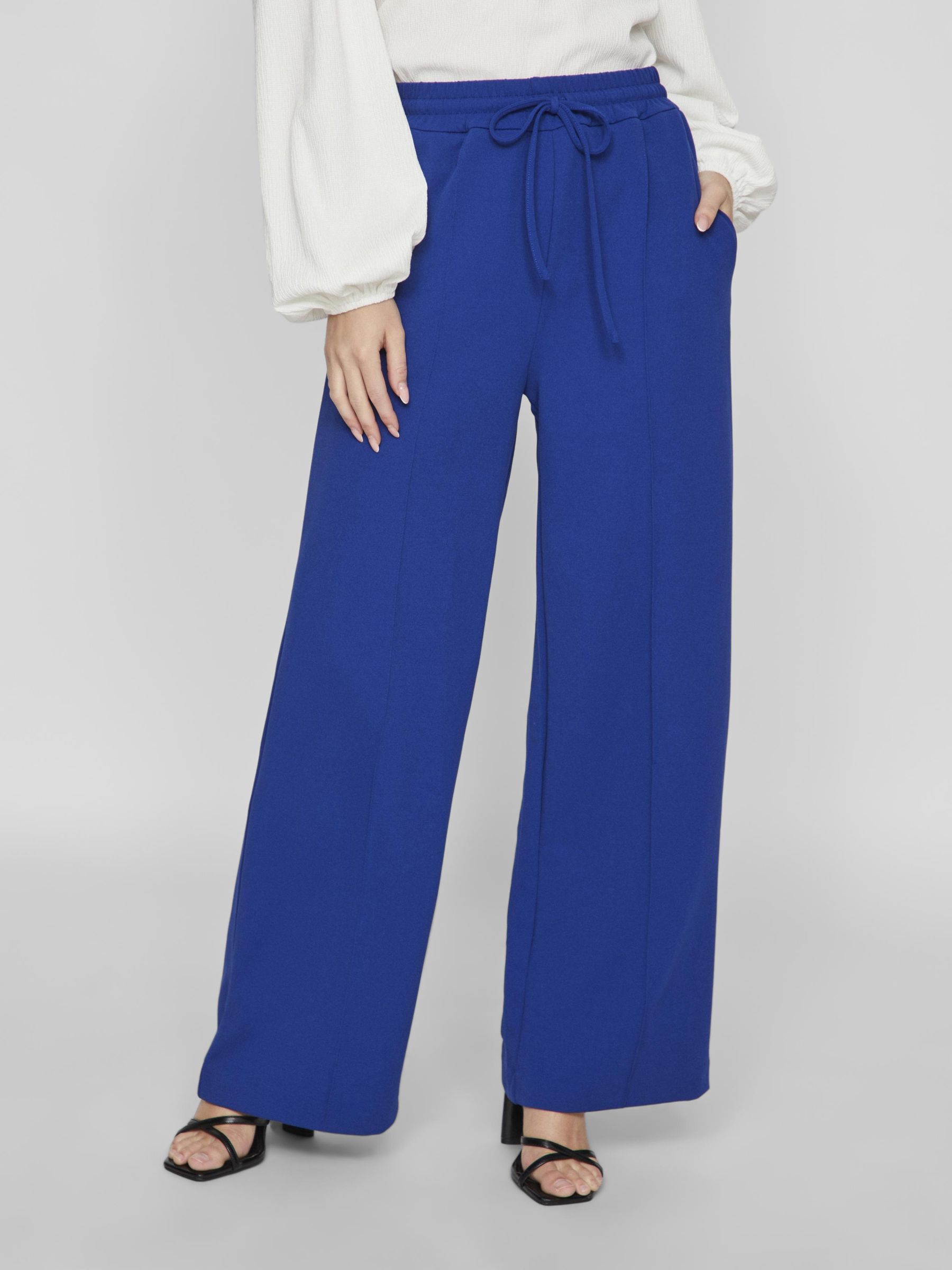 HIGH WAISTED WIDE LEG TROUSERS Blue VILA