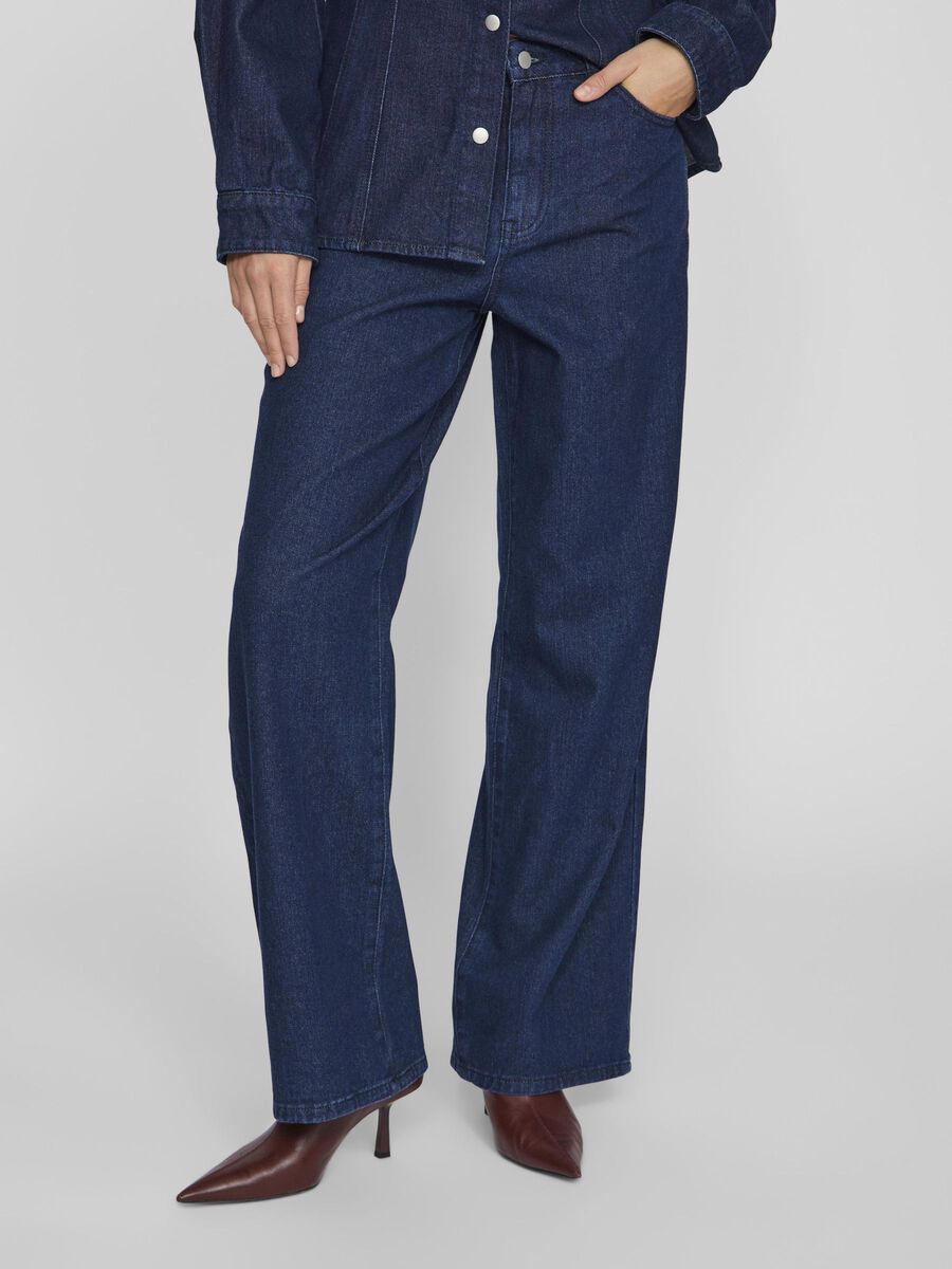 VILA À TAILLE HAUTE JEAN À COUPE AMPLE, Dark Blue Denim, highres - 14106314_DarkBlueDenim_003.jpg