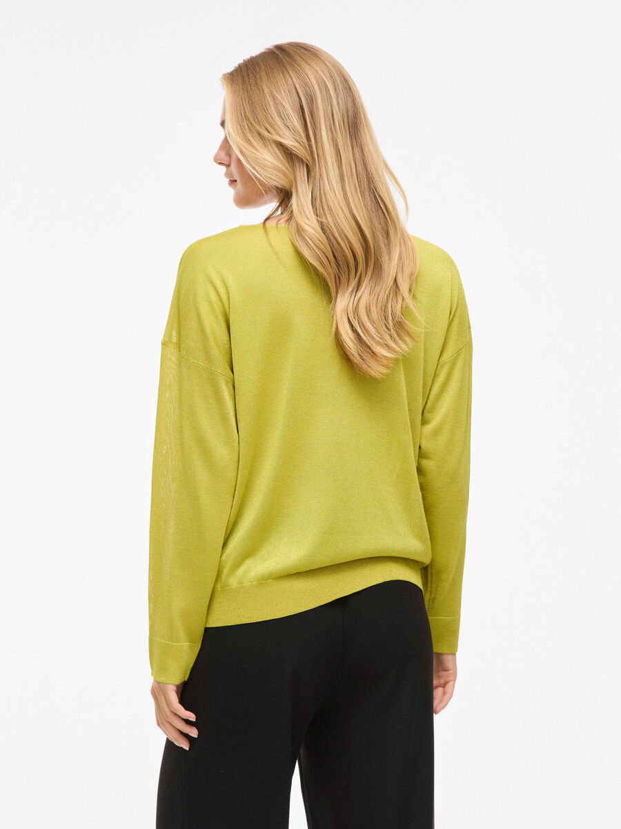 VILA VINOVY V-NECK KNITTED PULLOVER, Citronelle, highres - 14102075_Citronelle_004.jpg