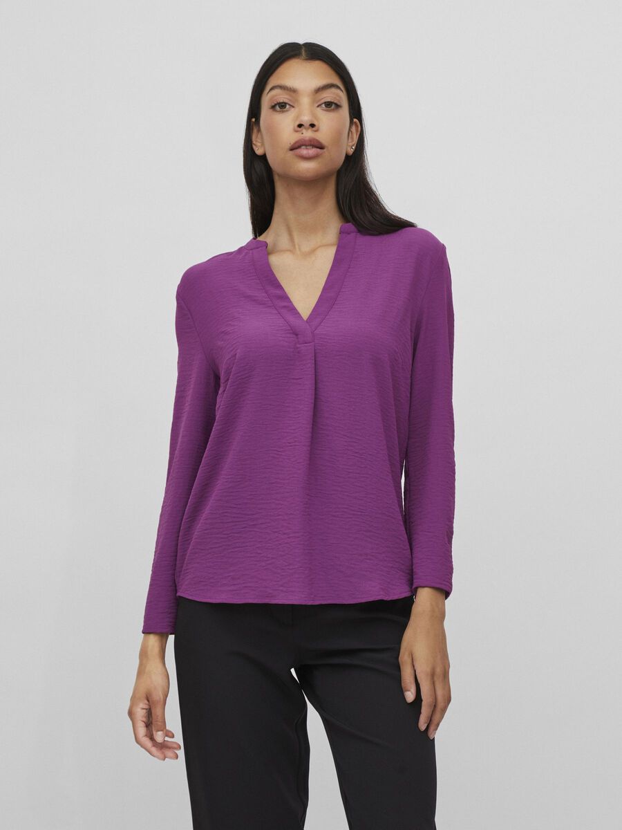 Vila V-NECK 3/4 SLEEVED BLOUSE, Sparkling Grape, highres - 14083585_SparklingGrape_003.jpg