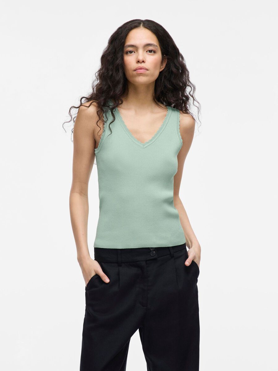 VILA SLEEVELESS KNITTED TOP, Silt Green, highres - 14106963_SiltGreen_003.jpg