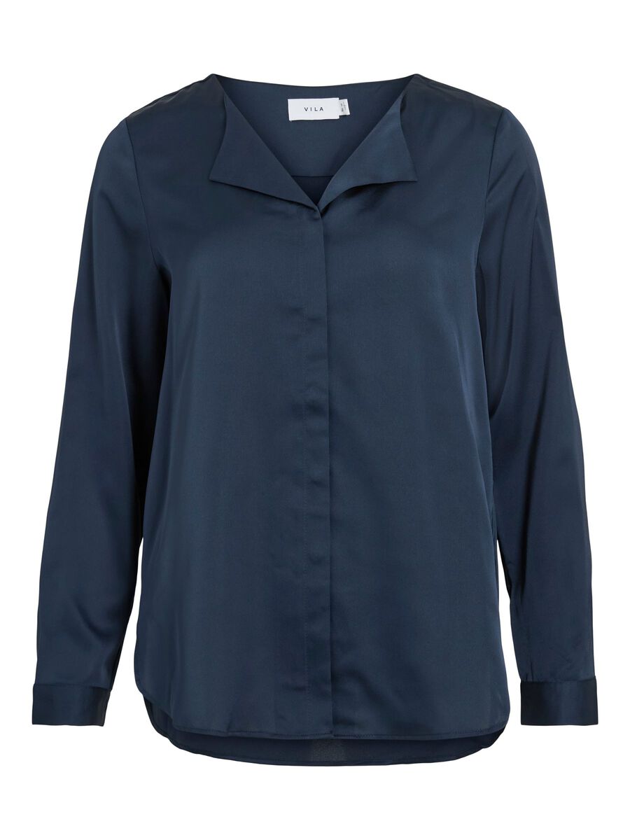 Product carousel image - VIELLETTE V-NECK LONG SLEEVED SHIRT, Navy Blazer | 1
