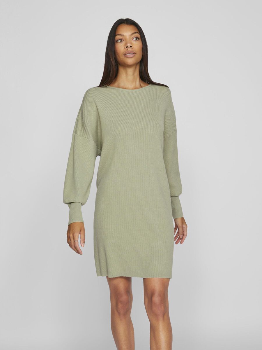 Vila LONG SLEEVED KNITTED DRESS, Oil Green, highres - 14099478_OilGreen_003.jpg