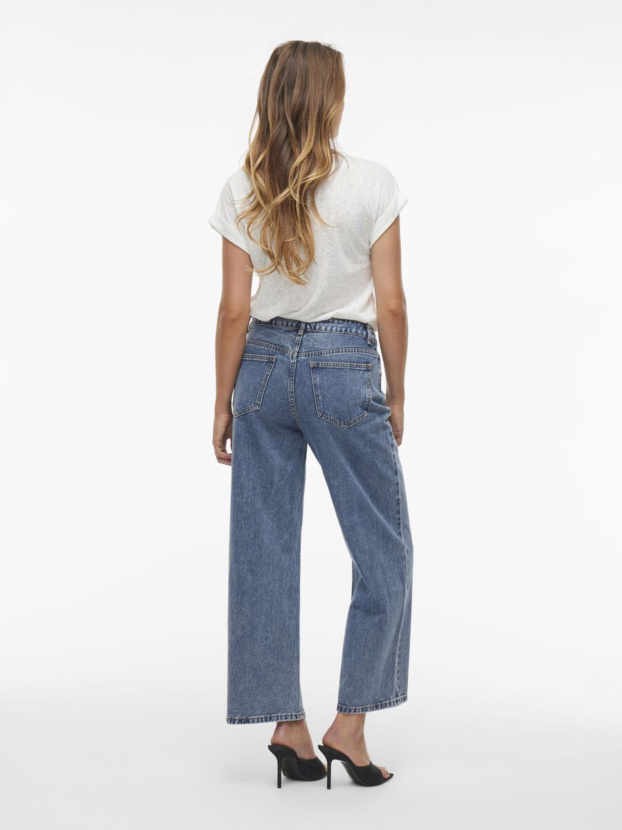 VILA REGULAR WAIST WIDE FIT JEANS, Medium Blue Denim, highres - 14105846_MediumBlueDenim_004.jpg