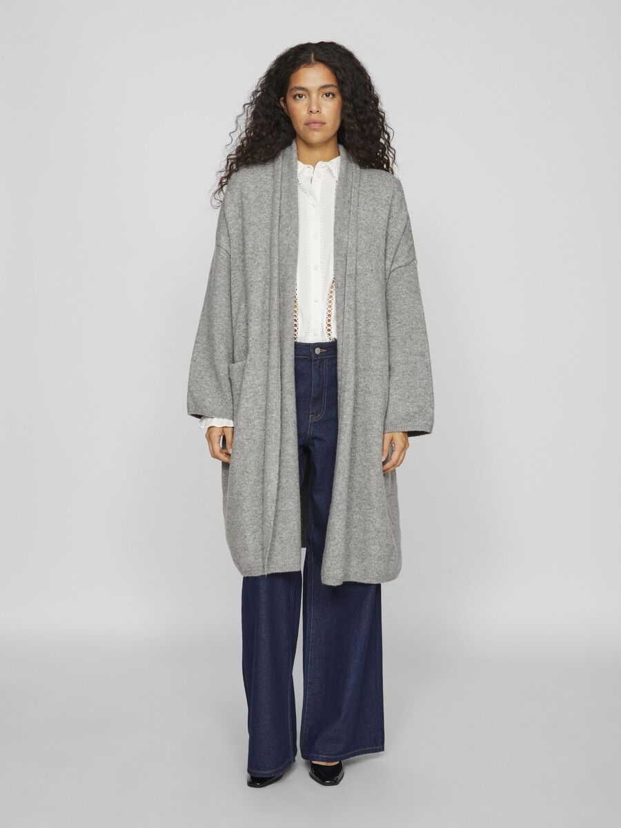 VILA LÅNG ÖPPEN KOFTA, Light Grey Melange, highres - 14103832_LightGreyMelange_003.jpg