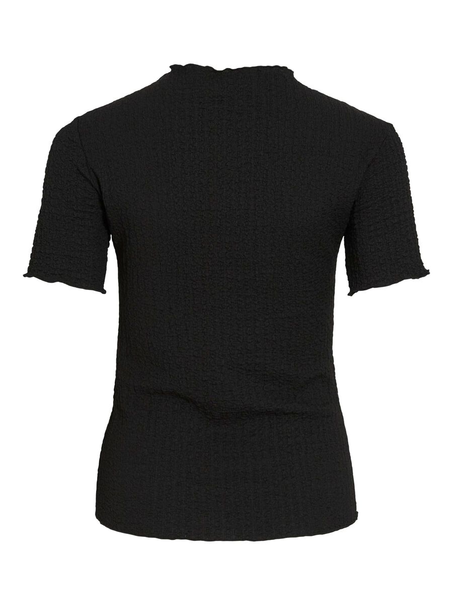 VILA VIMALMEN HIGH NECK SHORT SLEEVED TOP, Black, highres - 14112683_Black_002.jpg