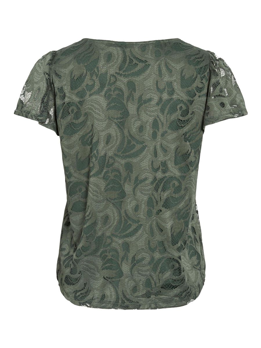 VILA VISTASIA V-NECK SHORT SLEEVED TOP, Laurel Wreath, highres - 14111231_LaurelWreath_002.jpg