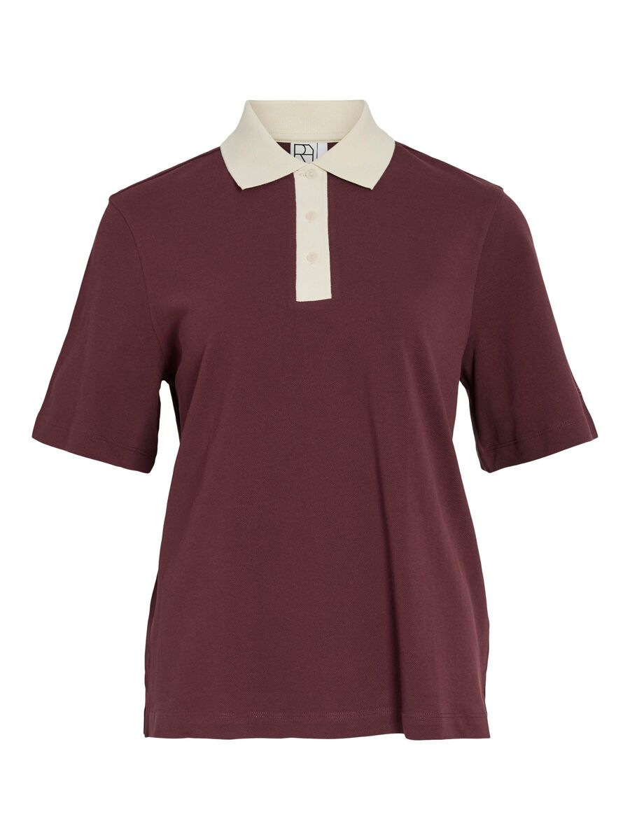 VILA BAUMWOLL POLO T-SHIRT, Decadent Chocolate, highres - 14108778_DecadentChocolate_1210061_001.jpg