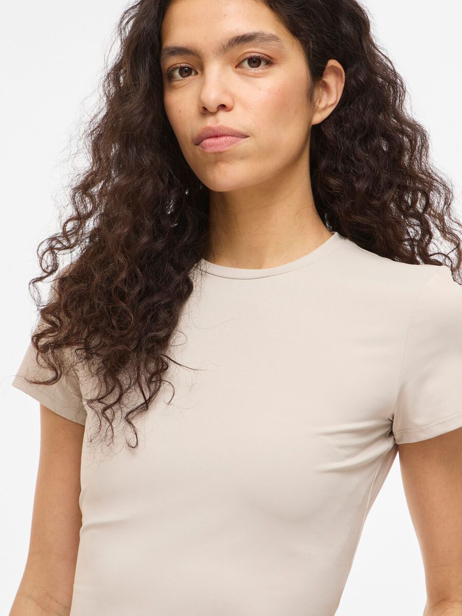 Carousel image - VIKENZA ROUND NECK SHORT SLEEVED TOP, Silver Gray | 3