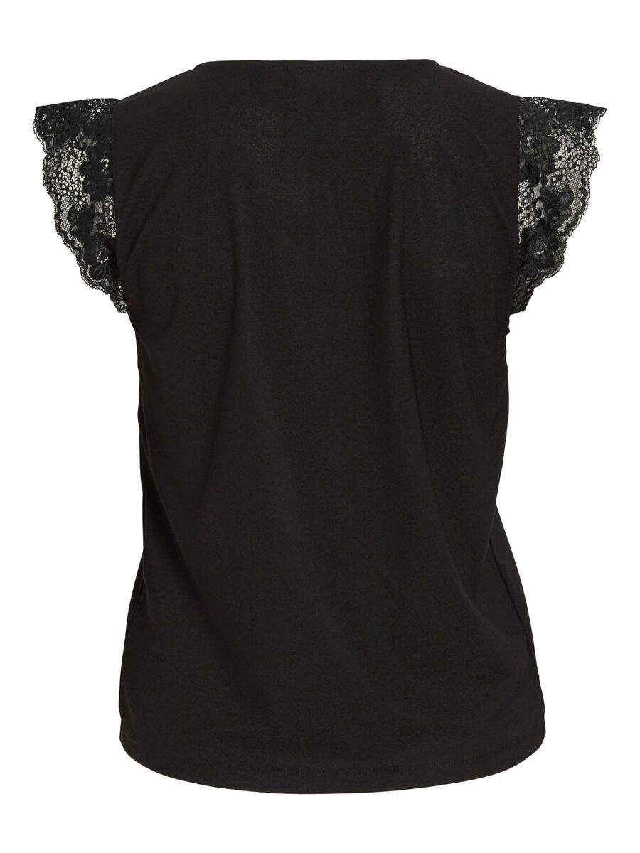 VILA VITRAV CUELLO EN V TOP DE MANGAS CASQUILLO, Black, highres - 14111143_Black_002.jpg