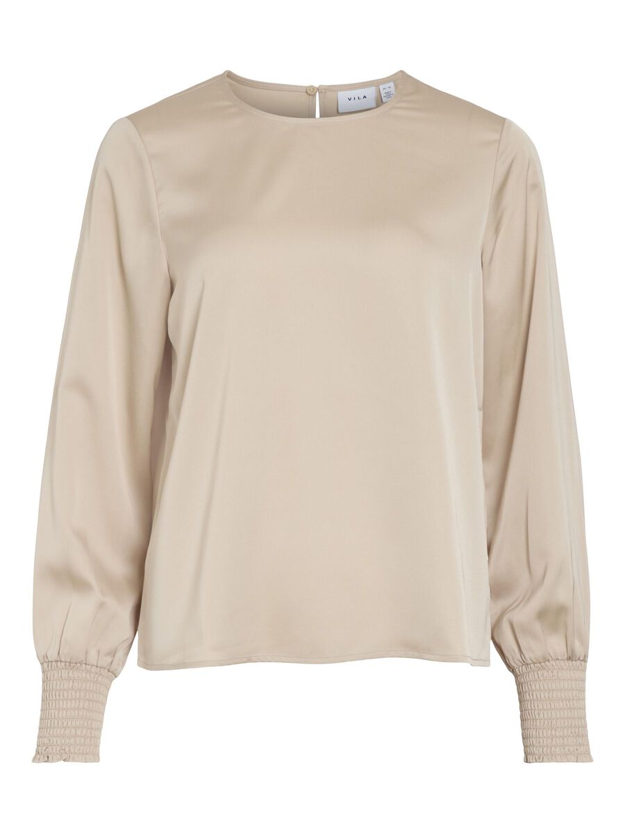 VILA LONG SLEEVED BLOUSE, Cement, highres - 14103236_Cement_001.jpg