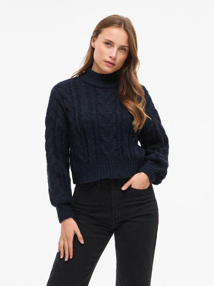 Product carousel image - VIMIRA HIGH NECK KNITTED PULLOVER, Navy Blazer | 1