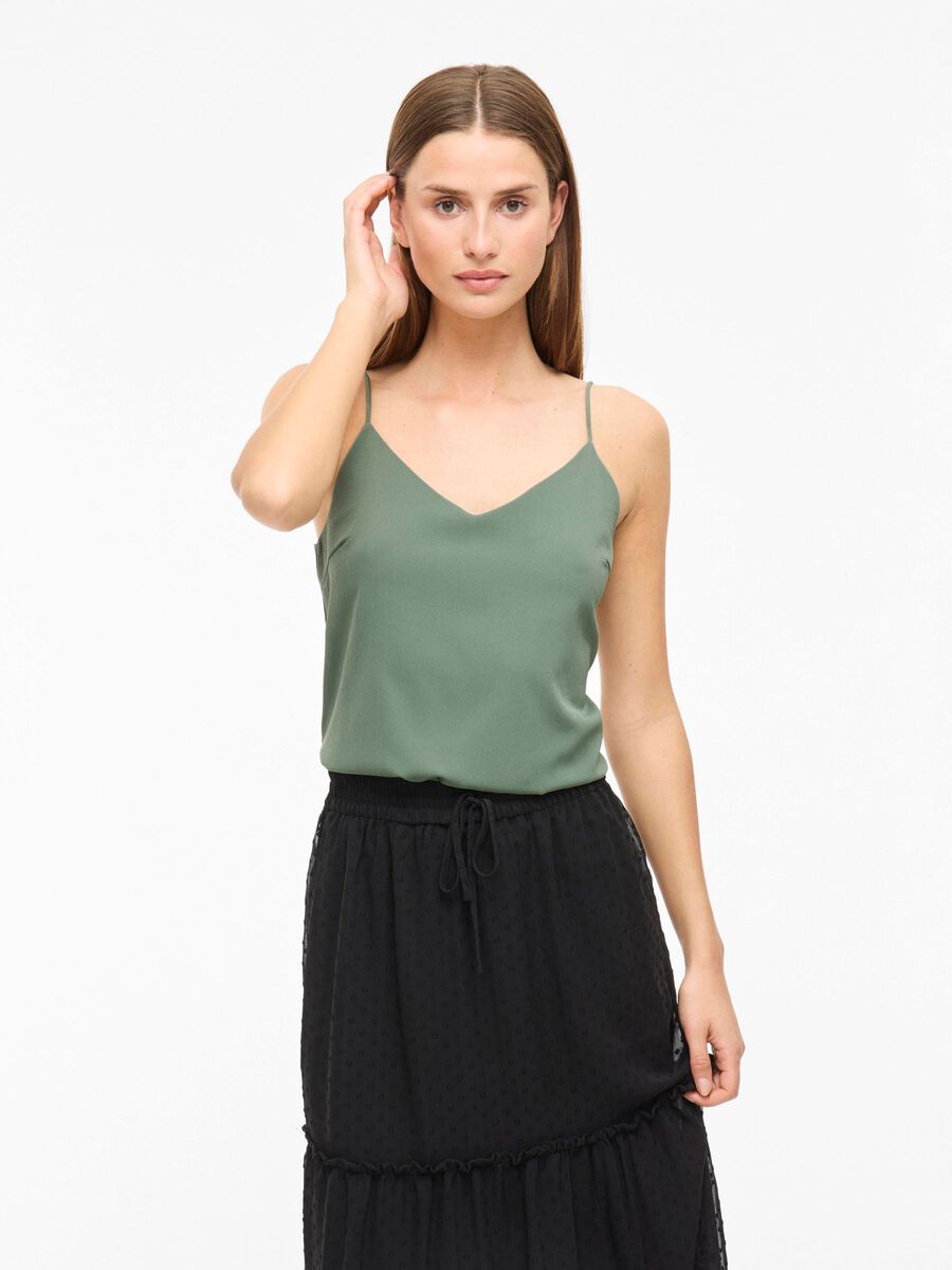 VILA VIMATHILDE V-HALS TOPP MED STROPPER, Laurel Wreath, highres - 14109689_LaurelWreath_003.jpg