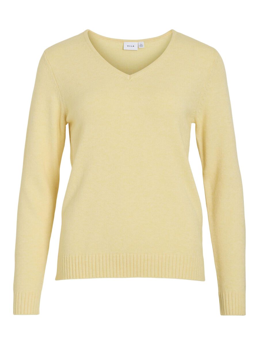 VILA VIRIL V-NECK KNITTED PULLOVER, Pale Banana, highres - 14042769_PaleBanana_585010_001.jpg