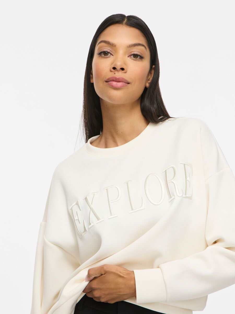 Carousel image - VIREFLECT RUND HALSUDSK&AElig;RING LANG&AElig;RMET SWEATSHIRT, Birch | 3