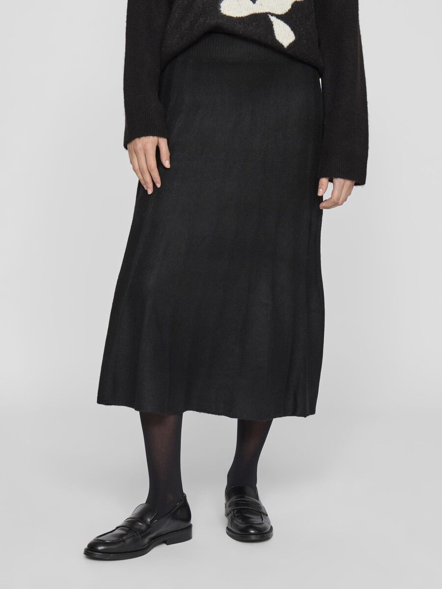 VILA KNITTED MIDI SKIRT, Black, highres - 14103707_Black_003.jpg