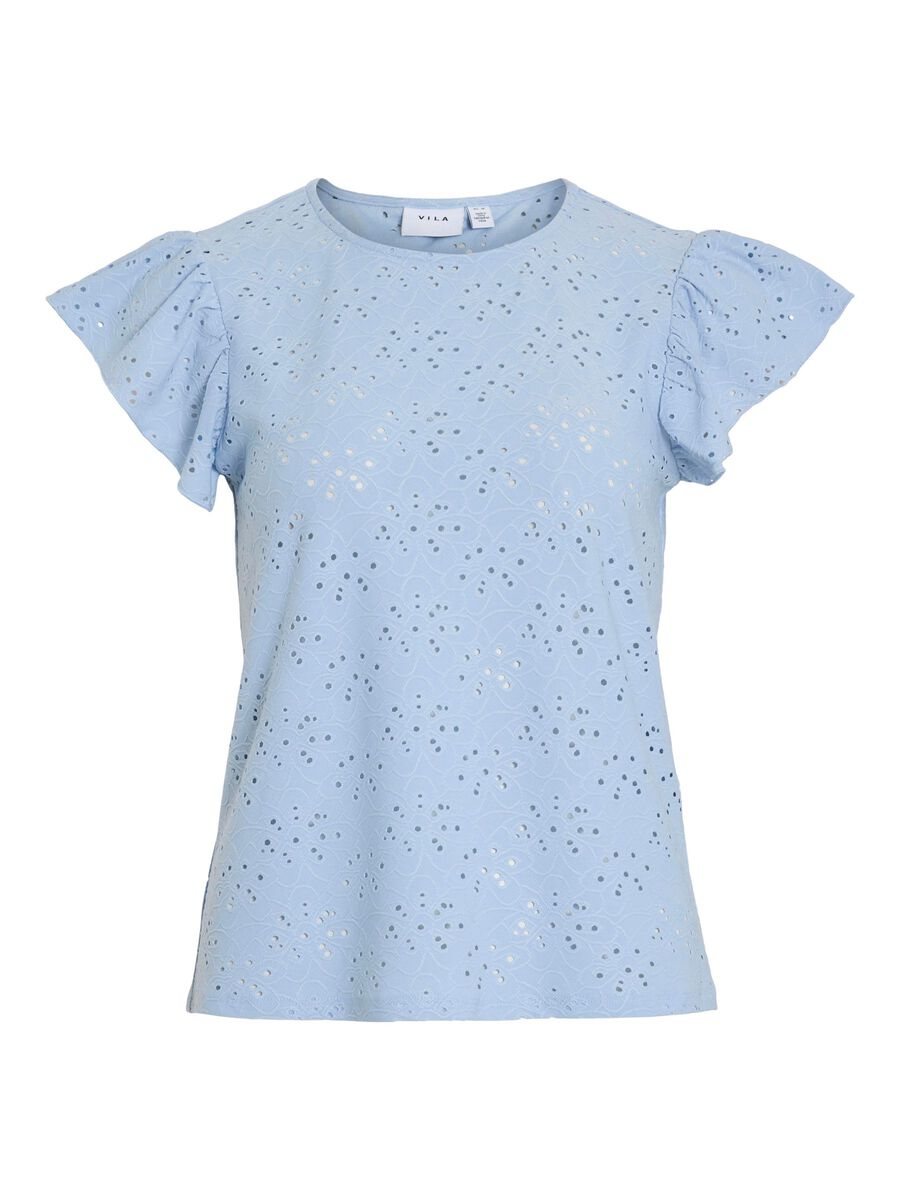 VILA ROUND NECK SHORT SLEEVED TOP, Kentucky Blue, highres - 14110629_KentuckyBlue_001.jpg