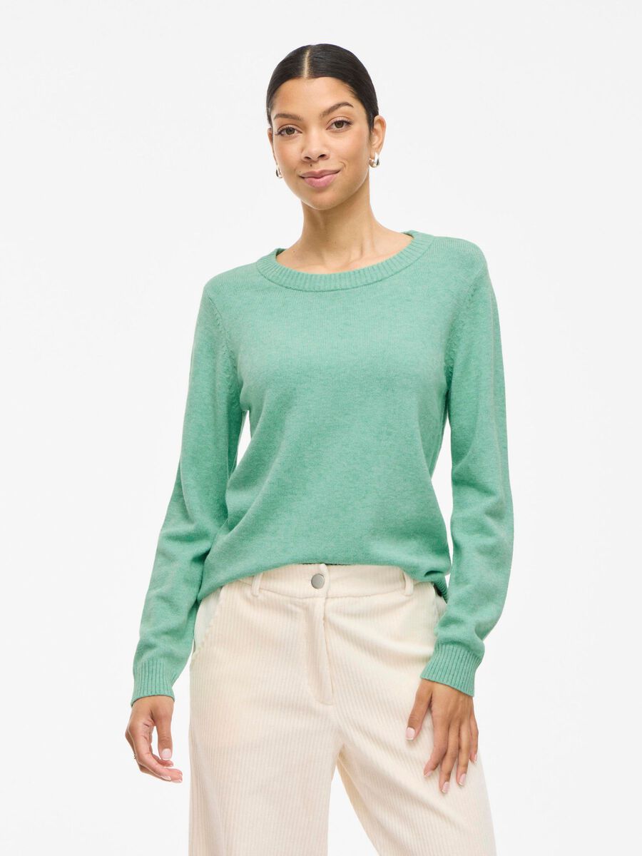 VILA VIRIL ROUND NECK KNITTED PULLOVER, Winter Green, highres - 14054177_WinterGreen_714851_003.jpg