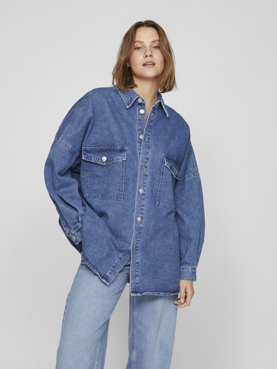 VILA OVERSIZE DENIM SHIRT, Medium Blue Denim, highres - 14105188_MediumBlueDenim_003.jpg