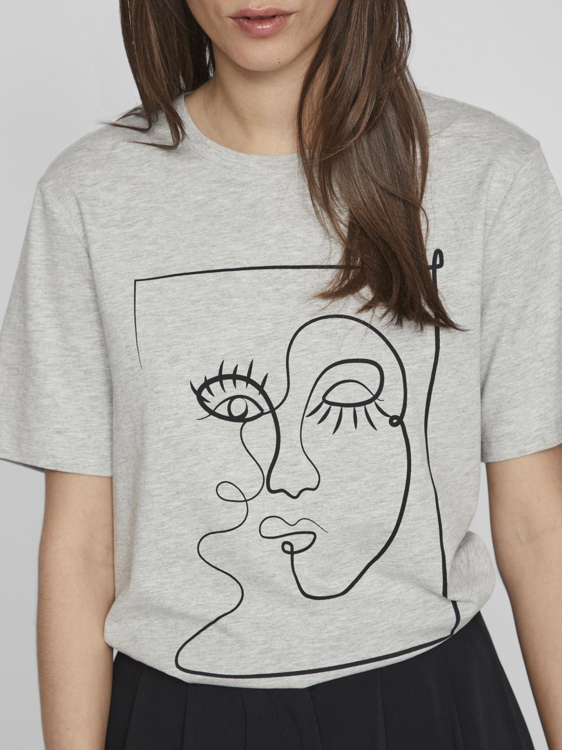 PRINTED COTTON T SHIRT Grey VILA