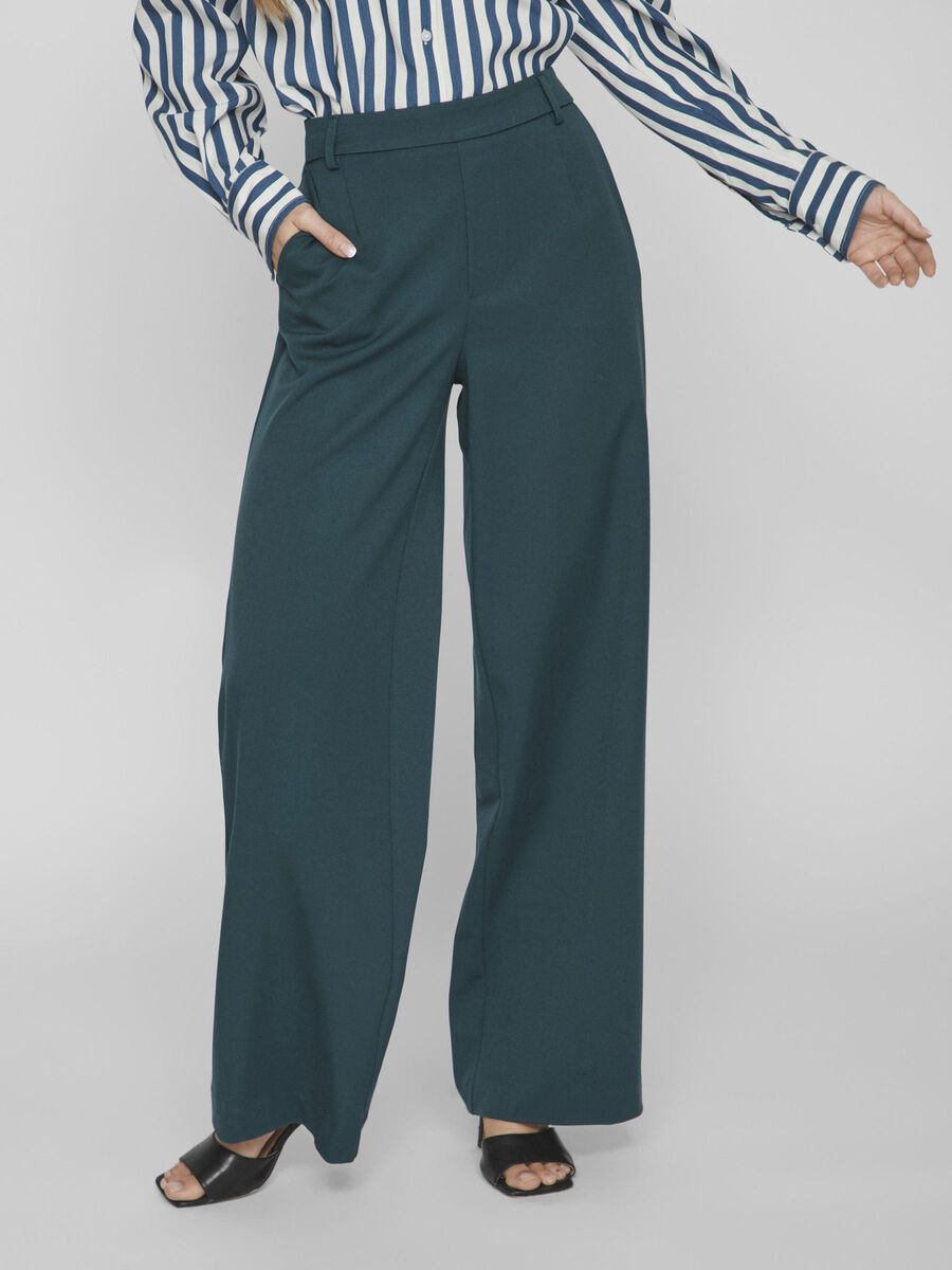 Vila HIGH WAIST WIDE-LEG TROUSERS, Ponderosa Pine, highres - 14087407_PonderosaPine_003.jpg