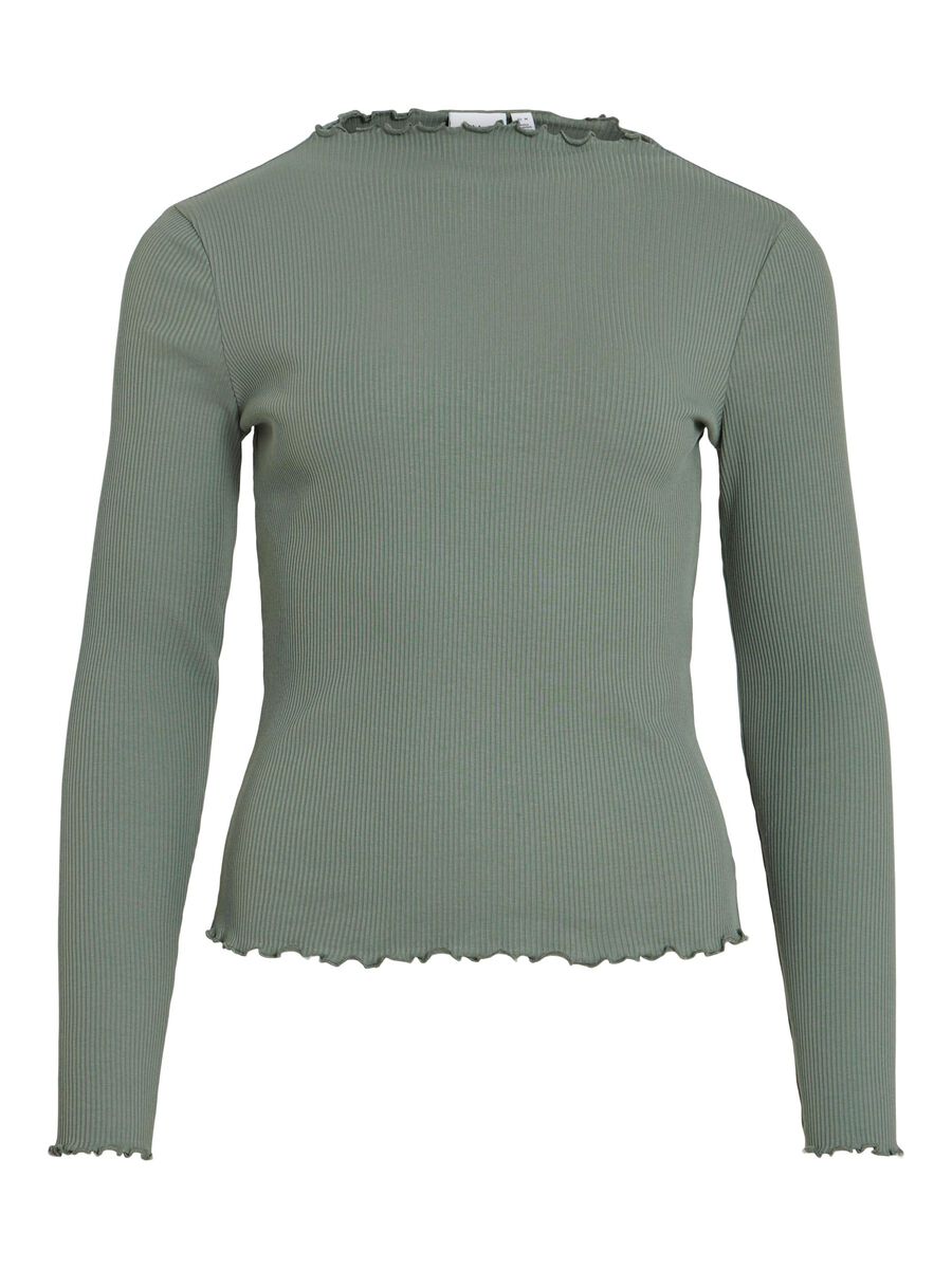 VILA HIGH NECK LONG SLEEVED TOP, Laurel Wreath, highres - 14109875_LaurelWreath_001.jpg