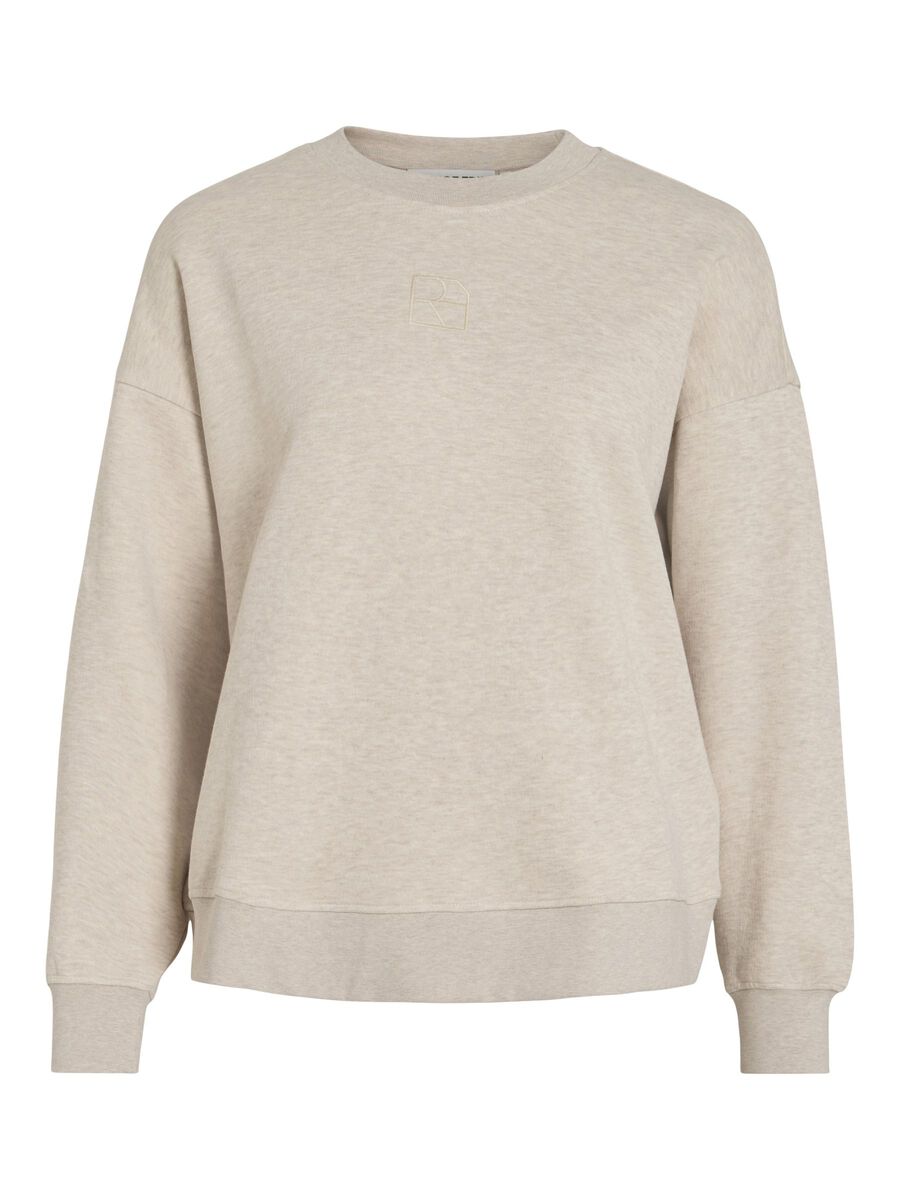VILA ROUND NECK LONG SLEEVED SWEATSHIRT, Super Light Natural Melan, highres - 14105882_SuperLightNaturalMelan_001.jpg