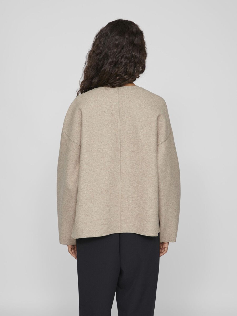 VILA VIJUICE V-NECK JACKET, Natural Melange, highres - 14101198_NaturalMelange_004.jpg