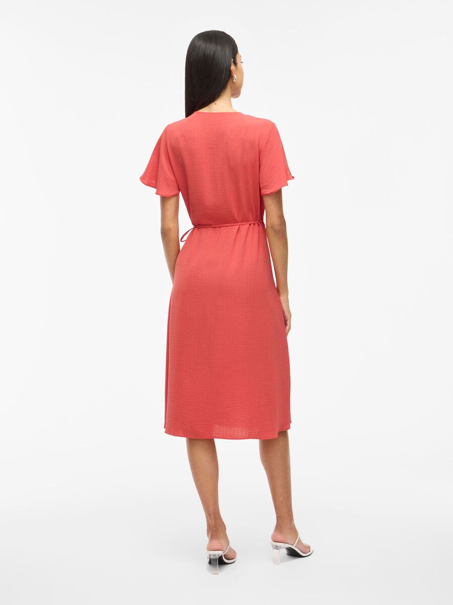 VILA VILOVIE SHORT SLEEVED WRAP DRESS, Paprika, highres - 14059666_Paprika_004.jpg