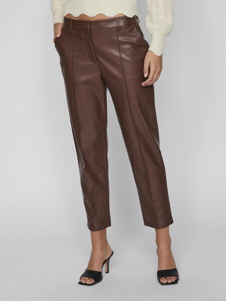Vila COATED CROPPED TROUSERS, Shaved Chocolate, highres - 14084376_ShavedChocolate_003.jpg