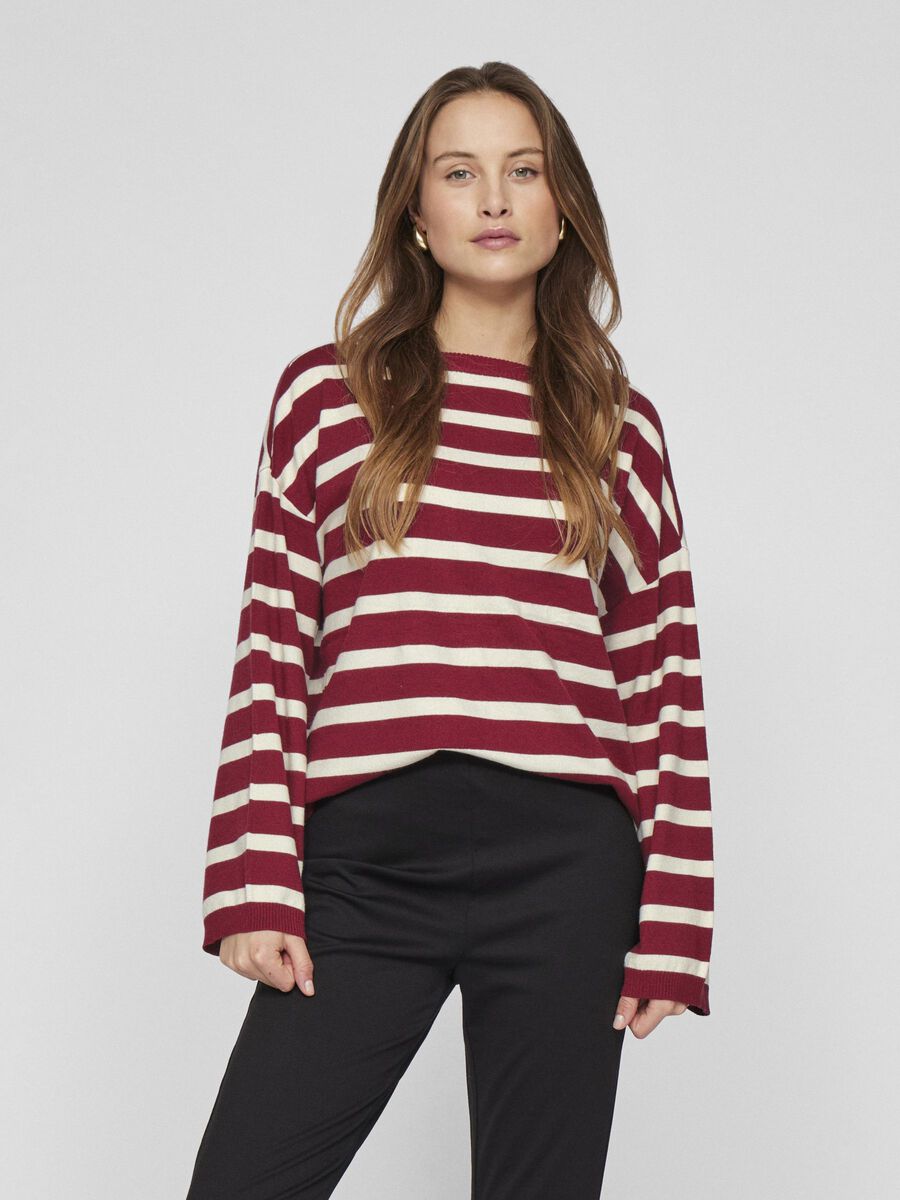 VILA COL BATEAU PULL EN MAILLE, Cabernet, highres - 14109800_Cabernet_1216585_003.jpg