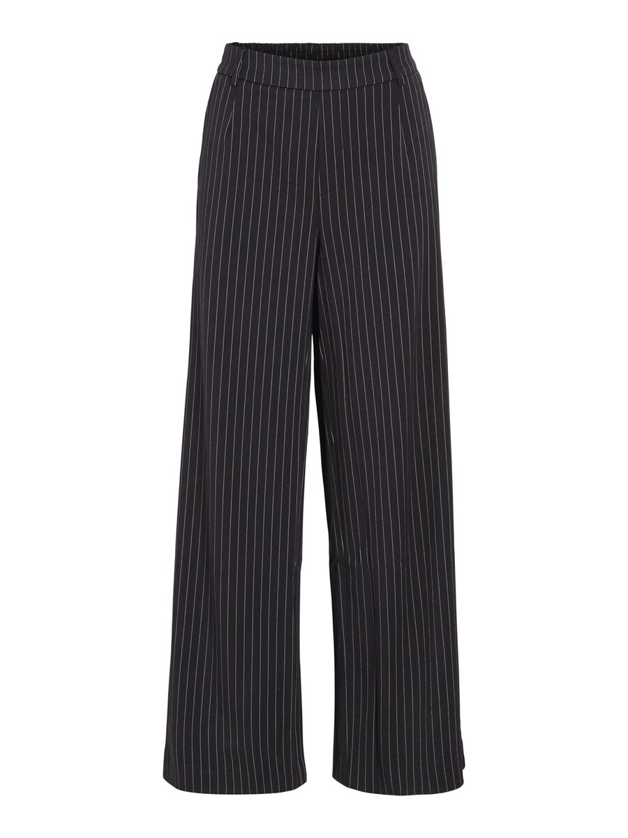 VILA PINSTRIPE HIGH WAISTED TROUSERS, Black, highres - 14089556_Black_1161291_001.jpg