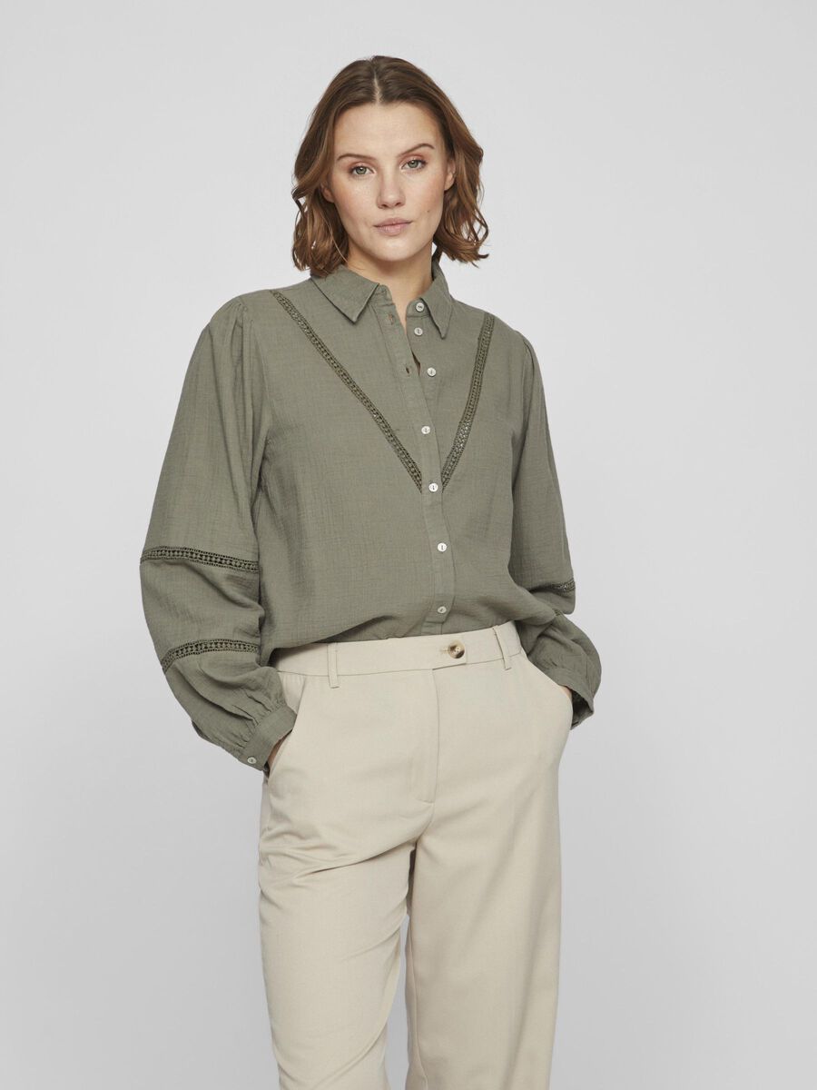 VILA LACE DETAILED SHIRT, Dusty Olive, highres - 14093834_DustyOlive_003.jpg