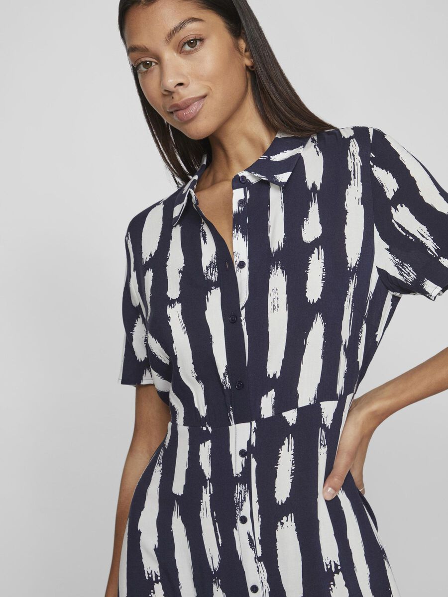Jerseyjurk, batikprint, ronde hals, keyhole, korte mouwen | Maxi-jurken