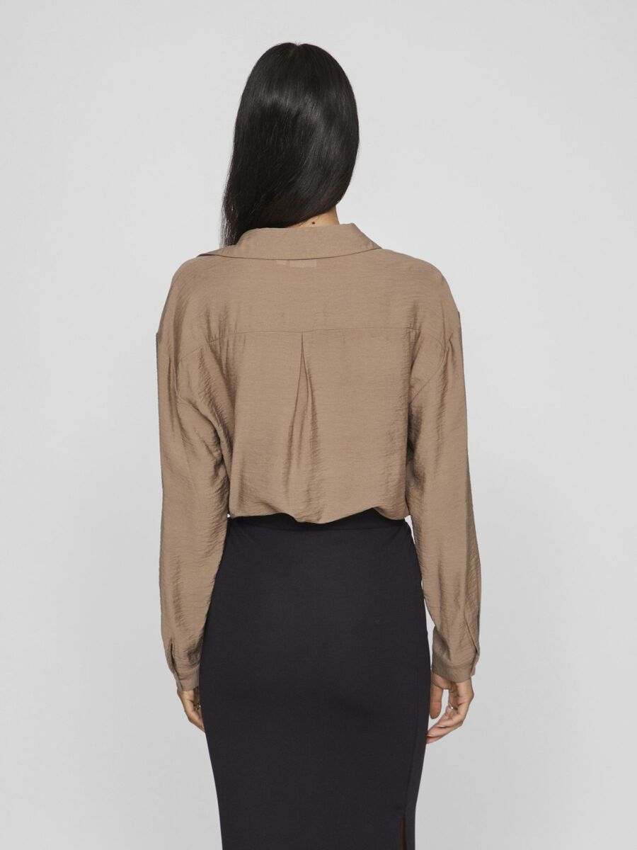 VILA VIDOMIRA V-NECK LONG SLEEVED SHIRT, Fossil, highres - 14095705_Fossil_004.jpg