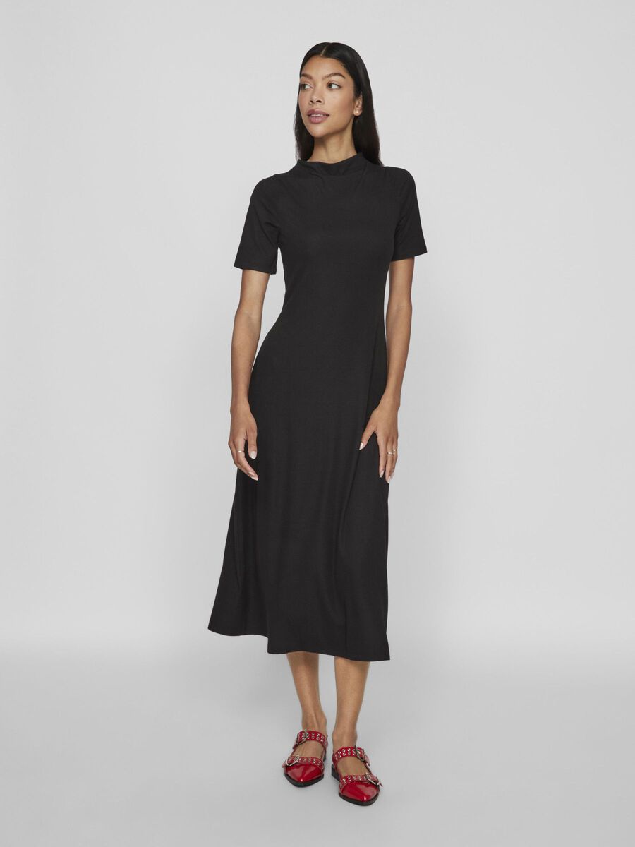 VILA SHORT SLEEVED MIDI DRESS, Black, highres - 14103584_Black_003.jpg