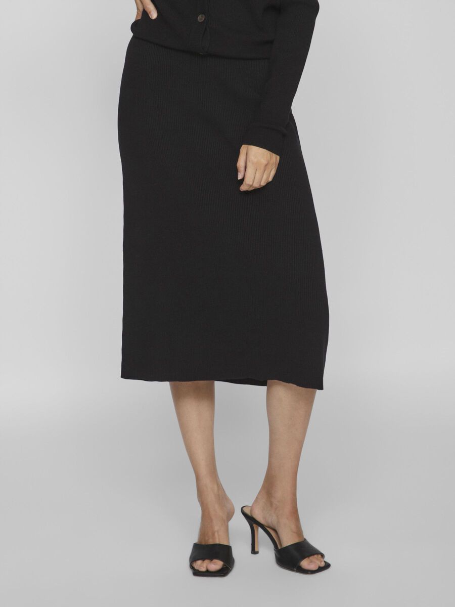 Vila KNIT MIDI SKIRT, Black, highres - 14084329_Black_003.jpg