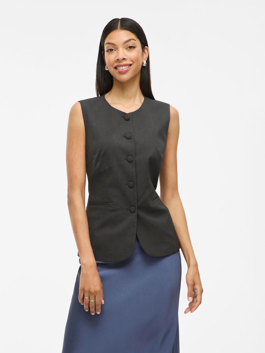 VILA VIAMOI SKRÆDDERSYET VEST, Dark Grey Melange, highres - 14107587_DarkGreyMelange_003.jpg