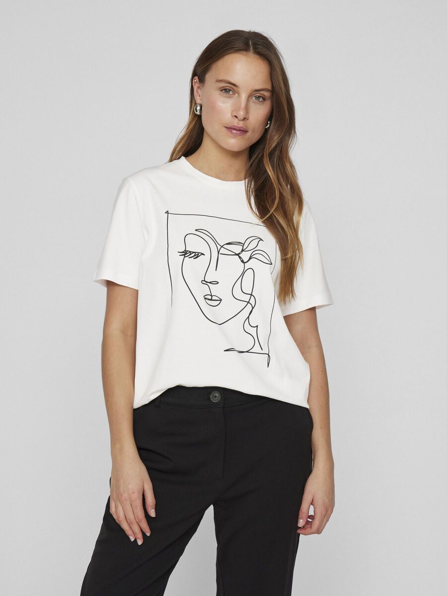 VILA ROUND NECK T-SHIRT, Snow White, highres - 14103247_SnowWhite_1156689_003.jpg