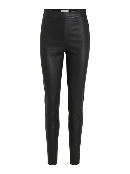 Vila LEATHER HIGH WAIST LEGGINGS, Black, highres - 14079053_Black_001.jpg