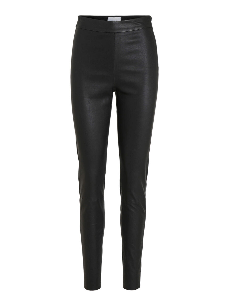 Vila LEATHER HIGH WAIST LEGGINGS, Black, highres - 14079053_Black_001.jpg