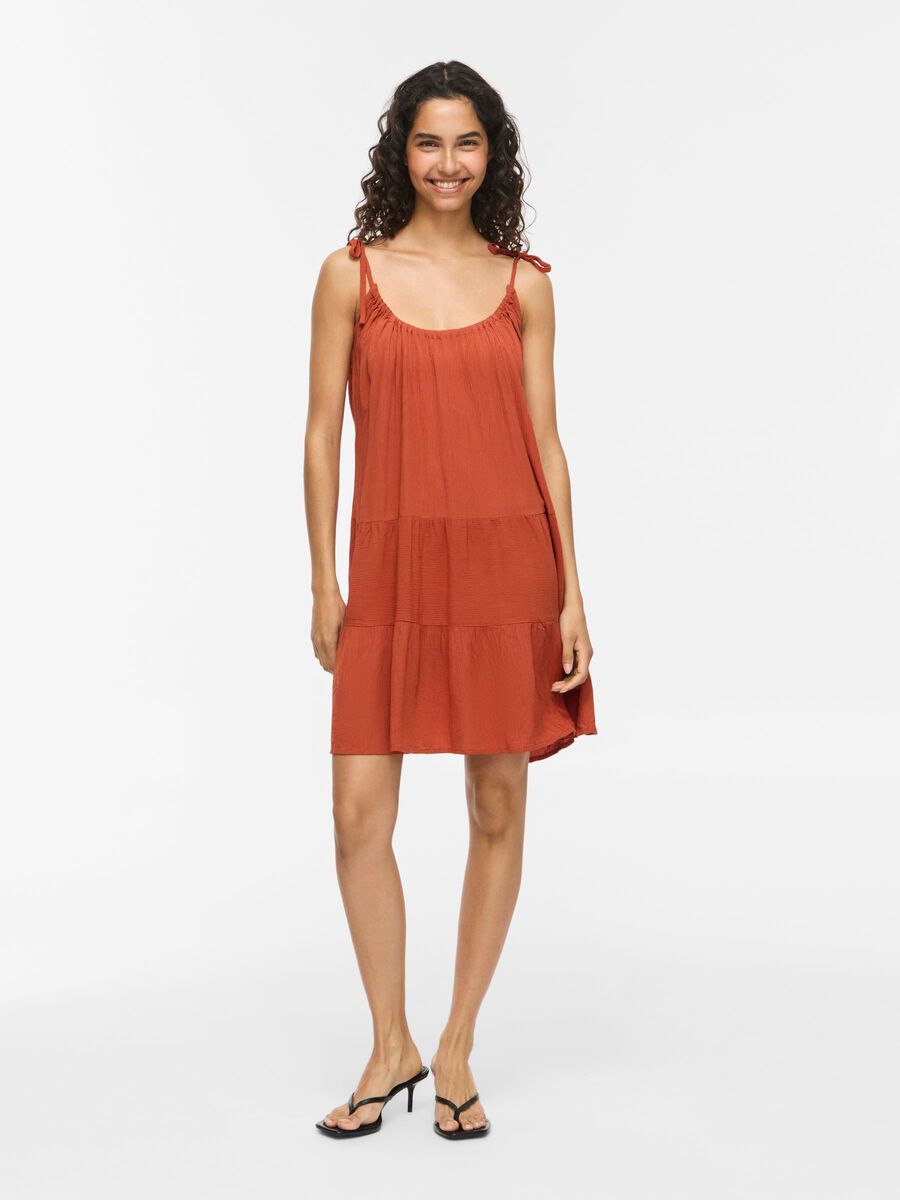 Product carousel image - VIJINKE STRAP SHORT DRESS, Burnt Brick | 1