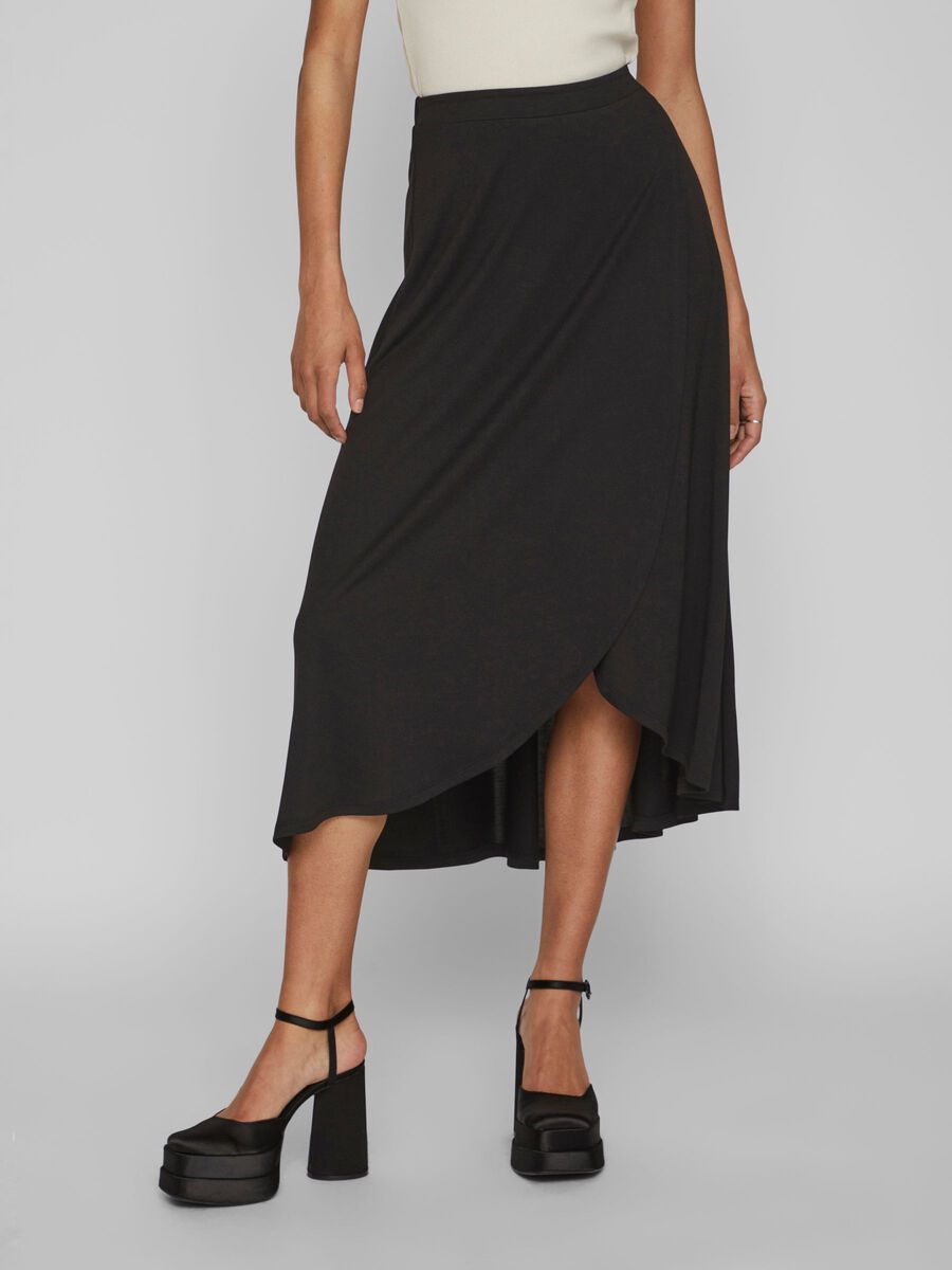 Vila WRAP STYLE MIDI SKIRT, Black, highres - 14091493_Black_003.jpg