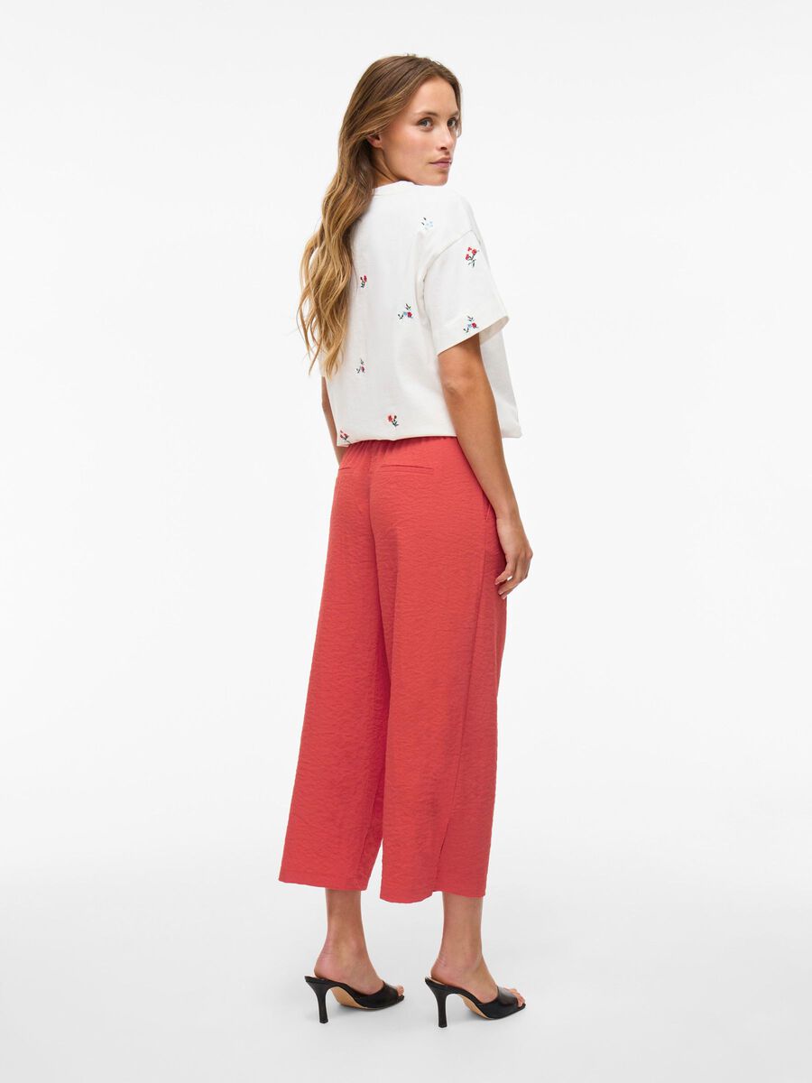 VILA REGULAR WAIST - WIDE-LEG TROUSERS, Aurora Red, highres - 14067575_AuroraRed_004.jpg