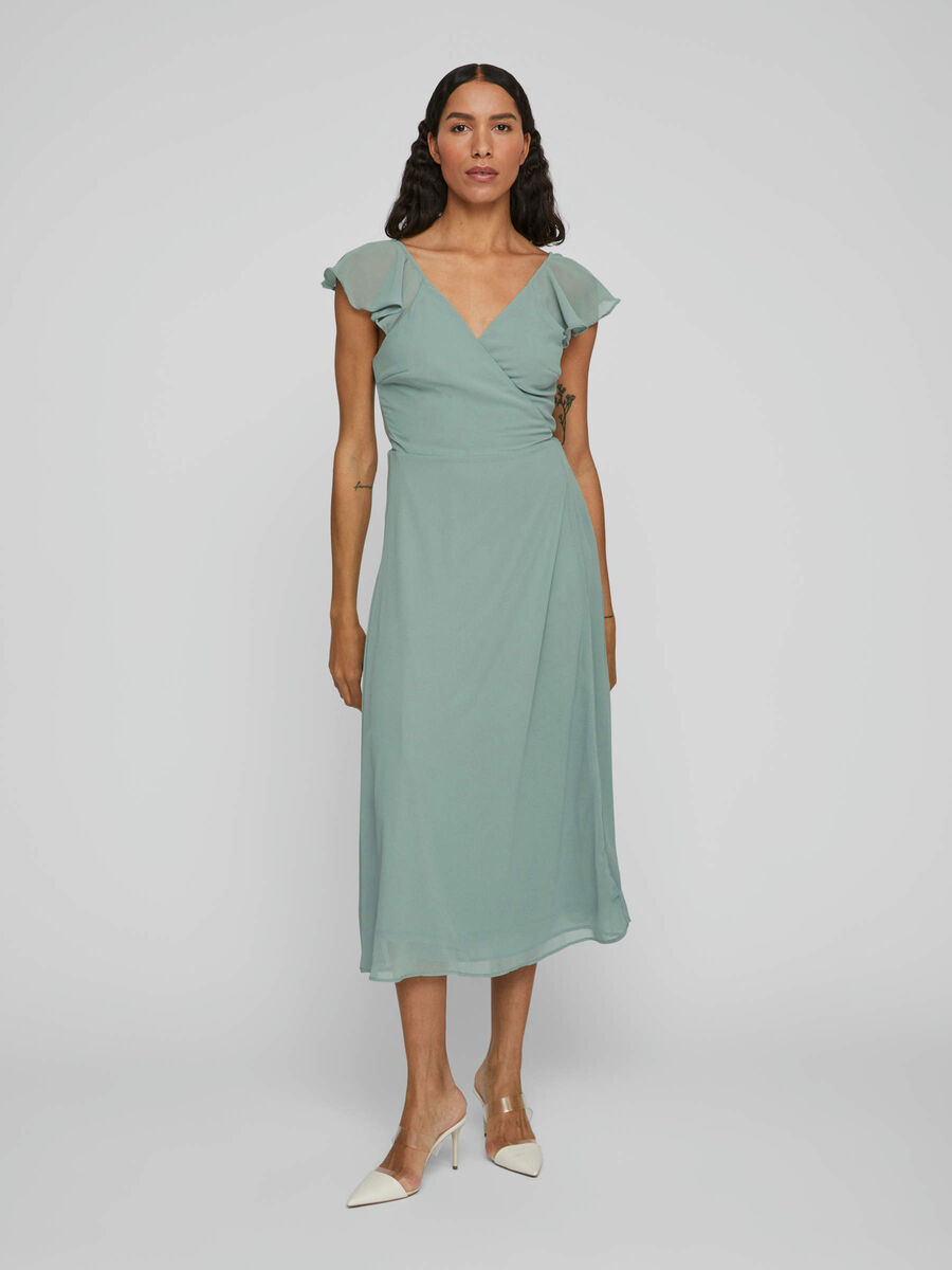 Vila SHORT-SLEEVED MIDI DRESS, Green Milieu, highres - 14082970_GreenMilieu_003.jpg