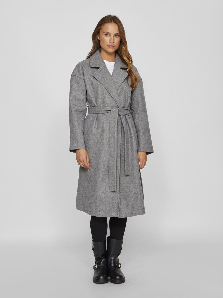 VILA TIE WAIST COAT, Medium Grey Melange, highres - 14099250_MediumGreyMelange_003.jpg