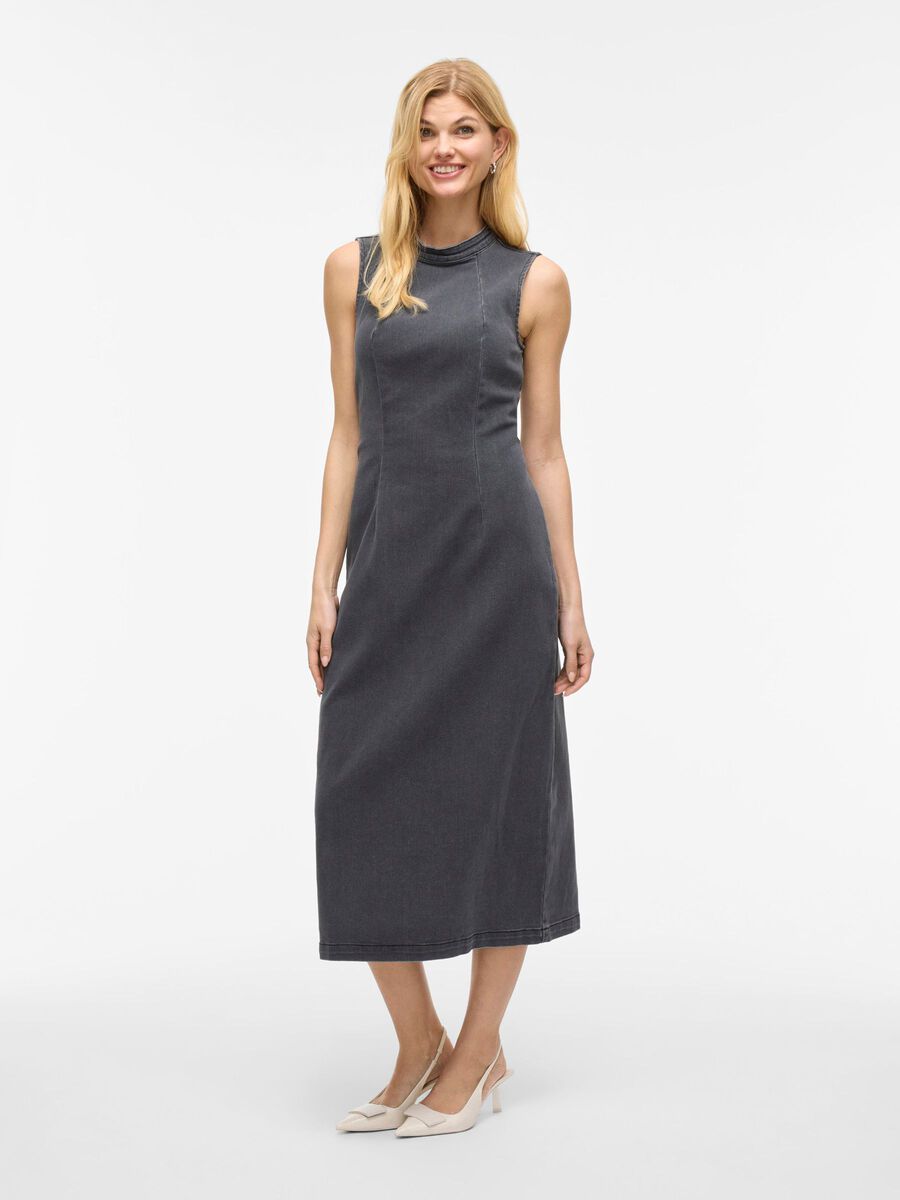 VILA VINONA MIDI JEANSKLÄNNING, Medium Grey Denim, highres - 14113600_MediumGreyDenim_003.jpg