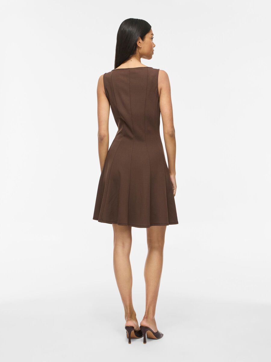 Product carousel image - VICLARA SLEEVELESS SHORT DRESS, Chocolate Brown | 2