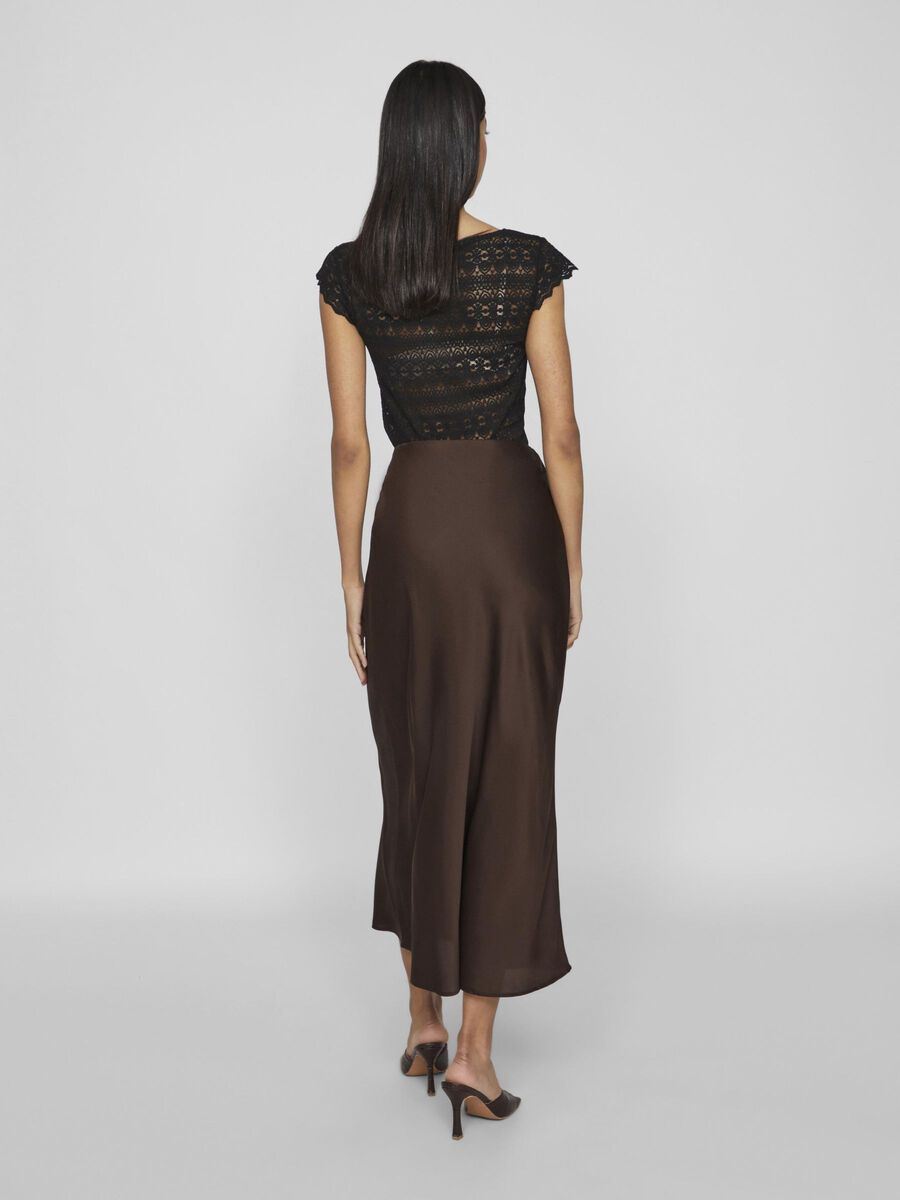 VILA VIELLETTE HIGH WAIST MIDI SKIRT, Coffee Bean, highres - 14084182_CoffeeBean_004.jpg