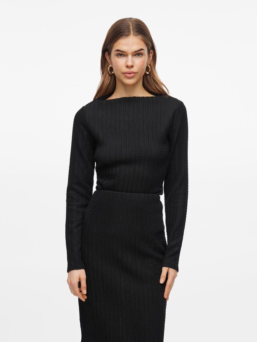 VILA BOATNECK LONG SLEEVED TOP, Black Beauty, highres - 14103957_BlackBeauty_003.jpg